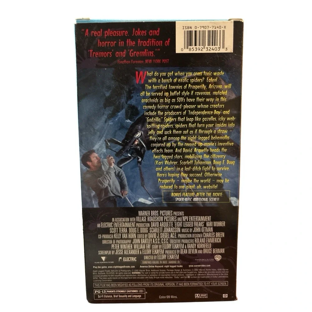 Eight Legged Freaks VHS VCR Video Tape Horror David Arquette, Kari Wuhrer Used